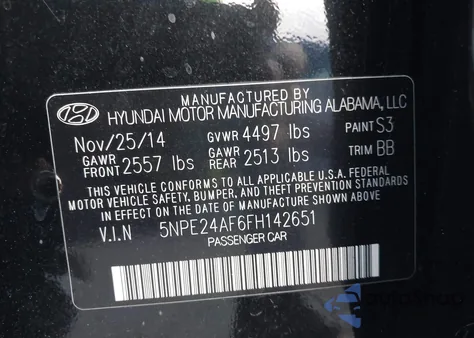 2015 Hyundai Sonata Se from USA, damaged, VIN 5NPE24AF6FH142651